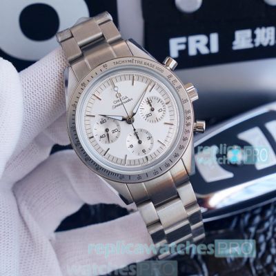 Swiss Replica Omega Speedmaster Chronograph Watch SS White Dial